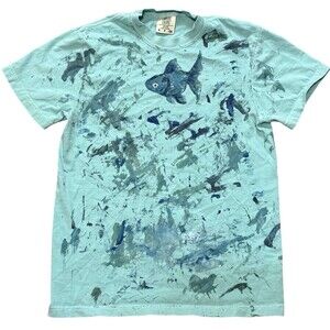 VTG Y2K Comfort Colors S T-Shirt Cute Goldfish Tee Hand Painted TN Artist